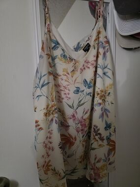torrid Cream Floral Slip Cami with Blue, Pink & Yellow Accents